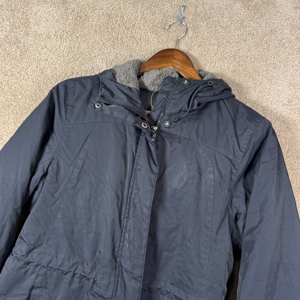 L.L. Bean Parka Jacket Women XS Petite Blue Fleece Lined Hooded Insulated Coat